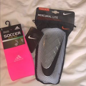 Nike shin guards and adidas soccer socks